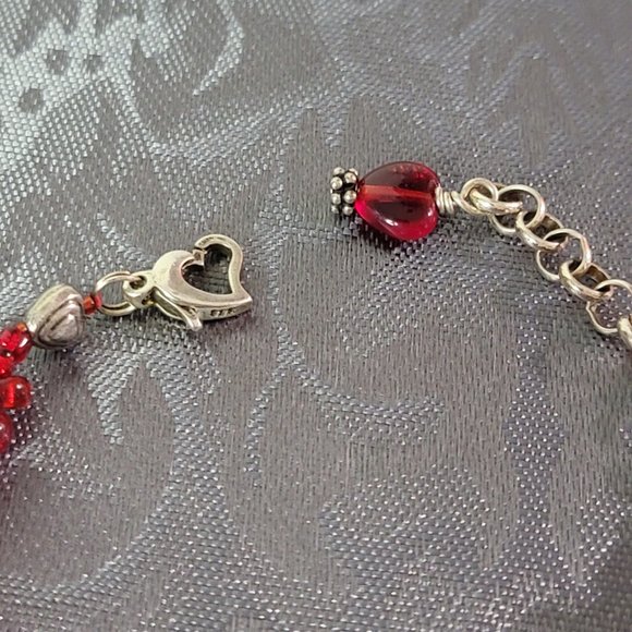Unique Siri Chunky Red Crystal Red Corral Bracelet with 925 Silver - Picture 11 of 11
